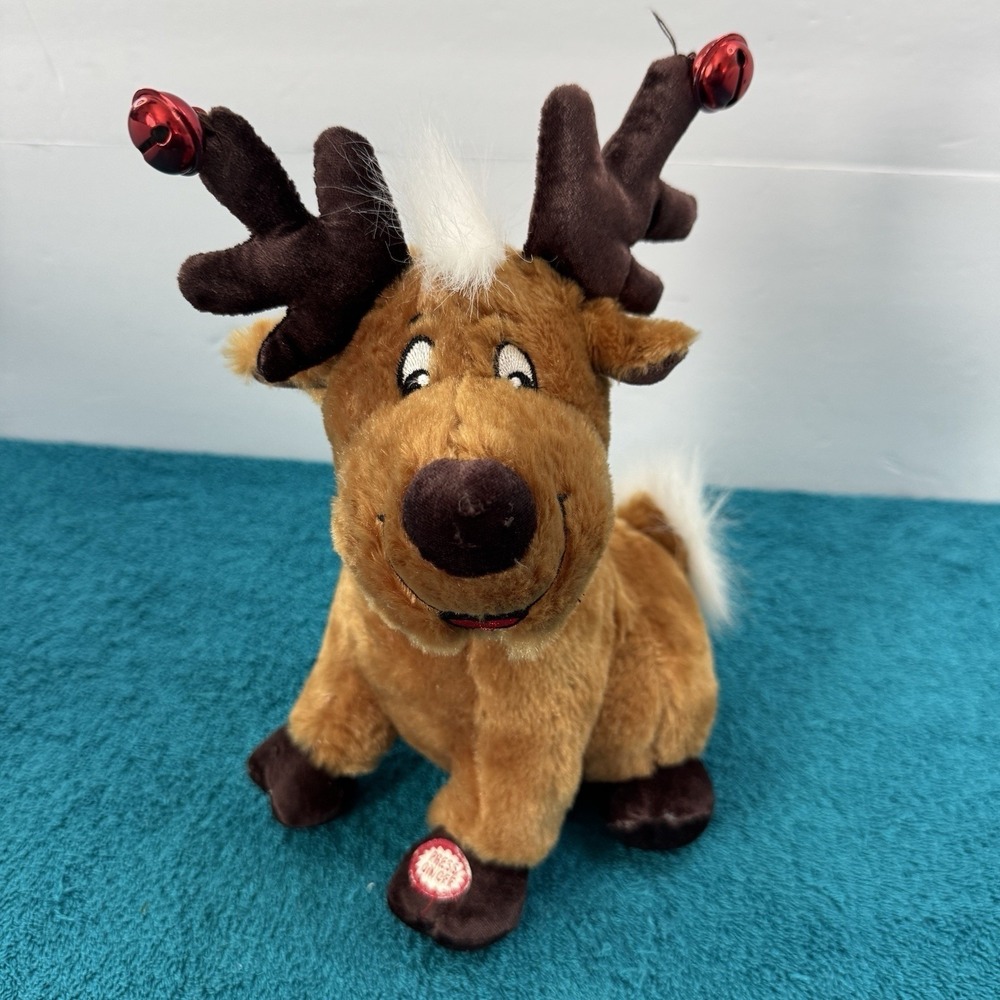 Holiday Reindeer Animated Musical Plush Brown Christmas Deer with Jingle Bells